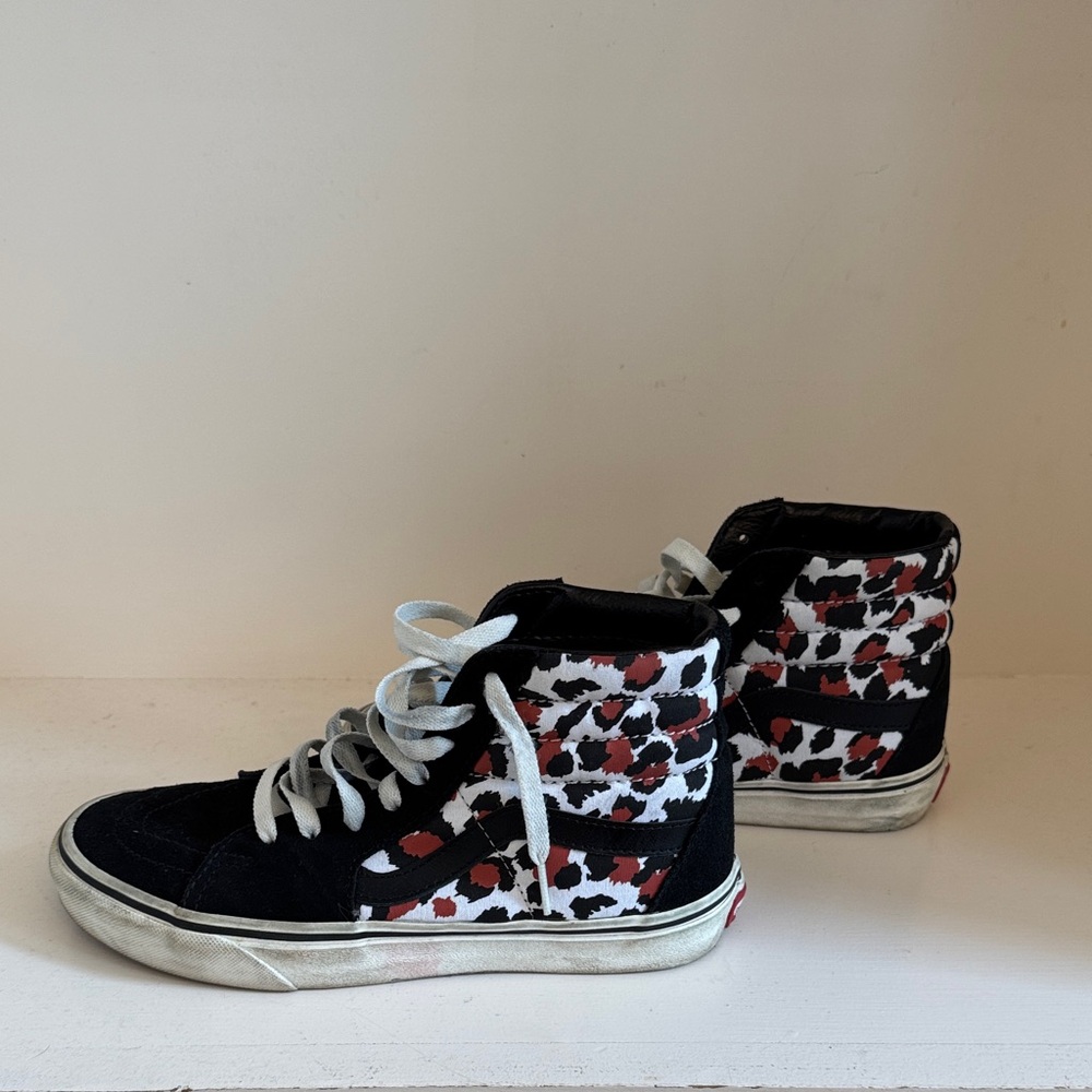 Vans Black and Red High-Top Sneakers